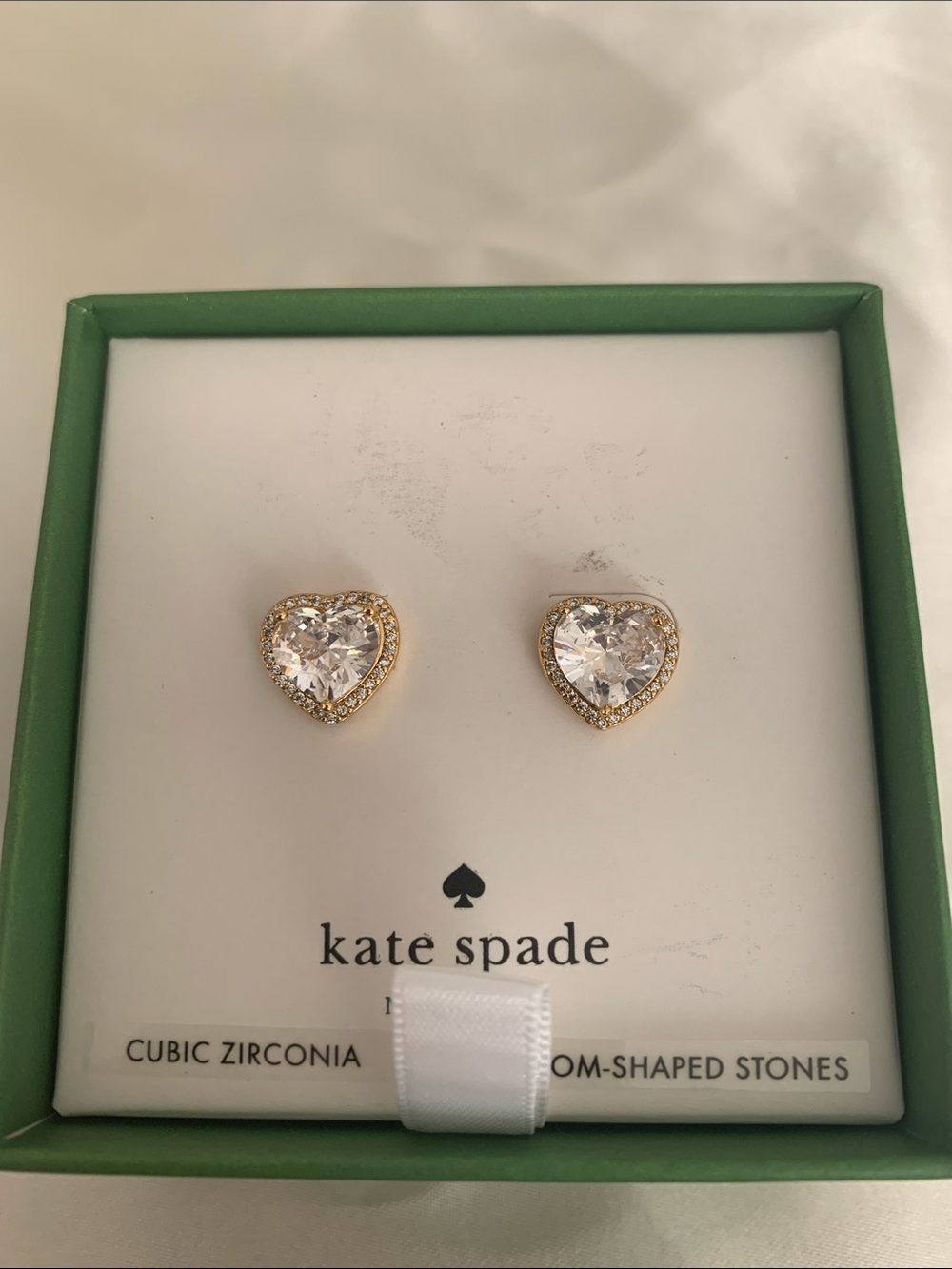 kate spade Gold Heart Cubic Zirconia Halo Stud Earrings - Clear